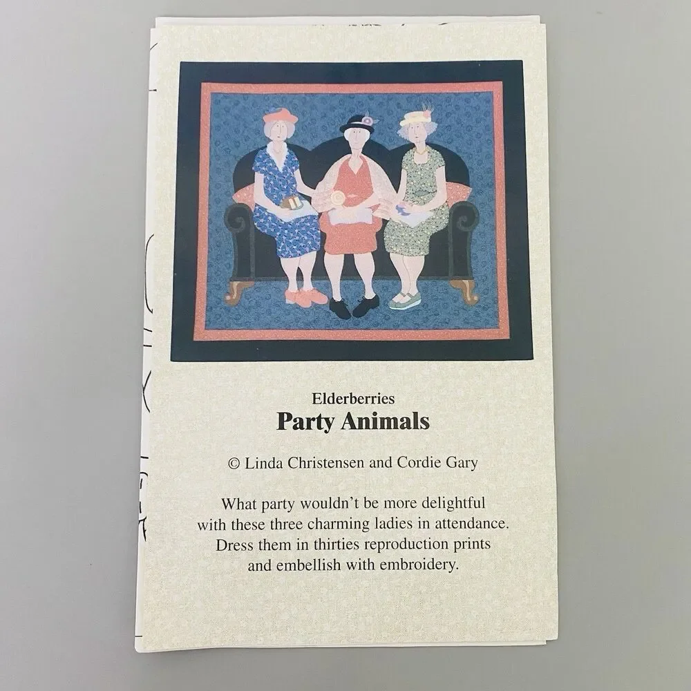 Vintage Quilt Pattern Lot Coffee Girls Elderberries Party Animals Applique